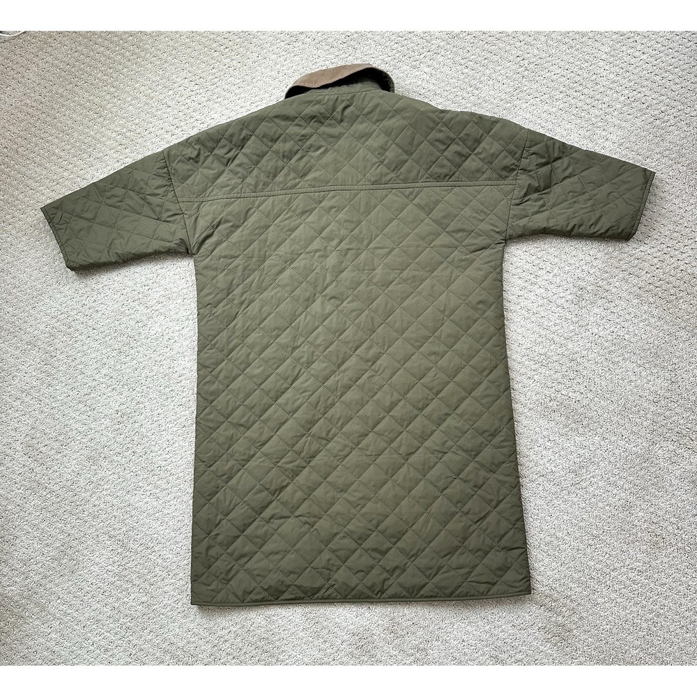 BARBOUR Lockton Corduroy-Trim Quilted Coat Women's 8 Olive Green Cropped Sleeve - Picture 8 of 13